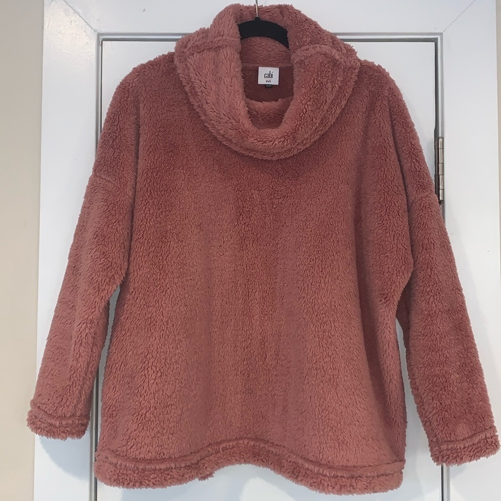 Cabi Embrace Oversized Pink Teddy Cowl Neck Pullover Sweatshirt XS/S - Picture 2 of 9